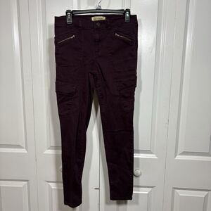 Democracy Cargo Pants Women 10 Plum Stretch Skinny Boho Utility Pockets Fallcore